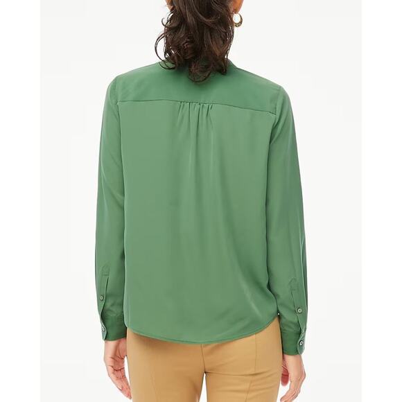J.Crew Factory Petite Popover Placket Blouse in Gatlin Green Petite Small PS NWT - Picture 4 of 9